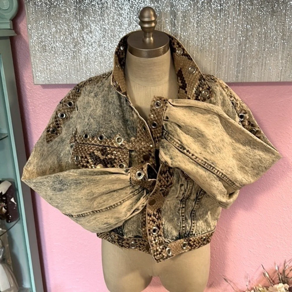PYTHON SNAKE SKIN Leather one-of-a-kind distressed stonewashed Vintage